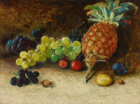 Still Life With A Pineapple Grapes Nuts And Plums by John Atkinson Grimshaw