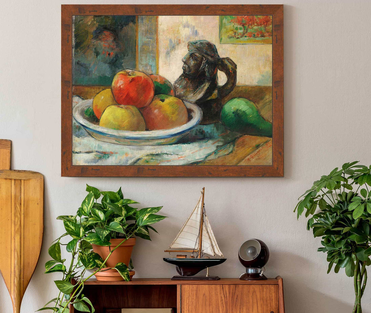 Still Life With Apples A Pear And A Ceramic Portrait Jug by Paul Gauguin