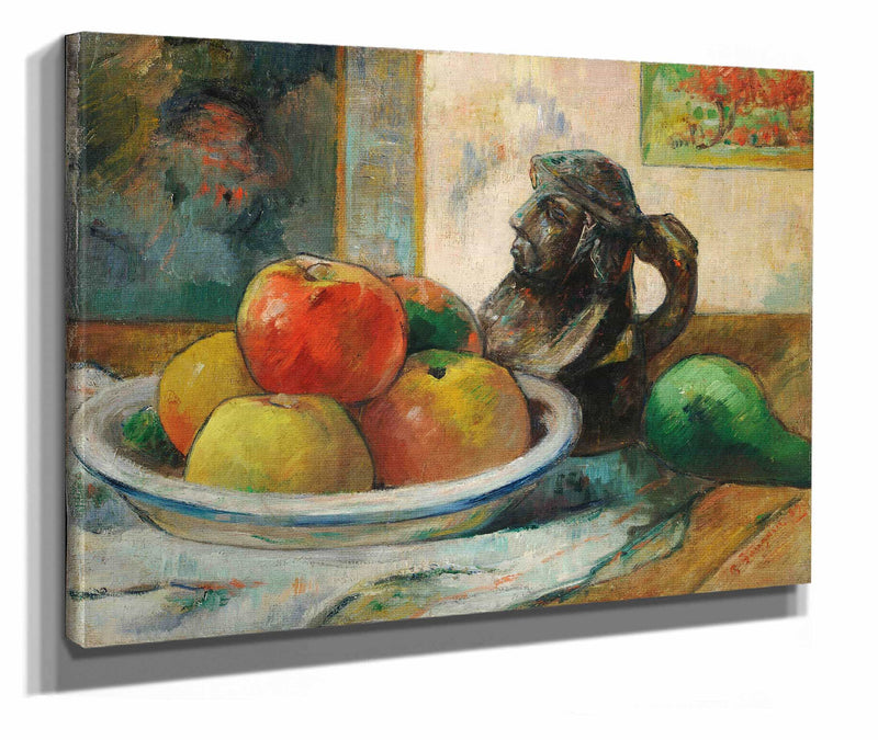 Still Life With Apples A Pear And A Ceramic Portrait Jug by Paul Gauguin