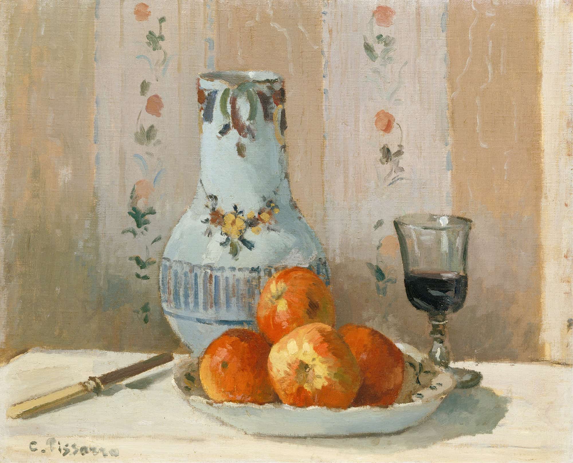 Still Life With Apples And Pitcher by Camille Pissarro