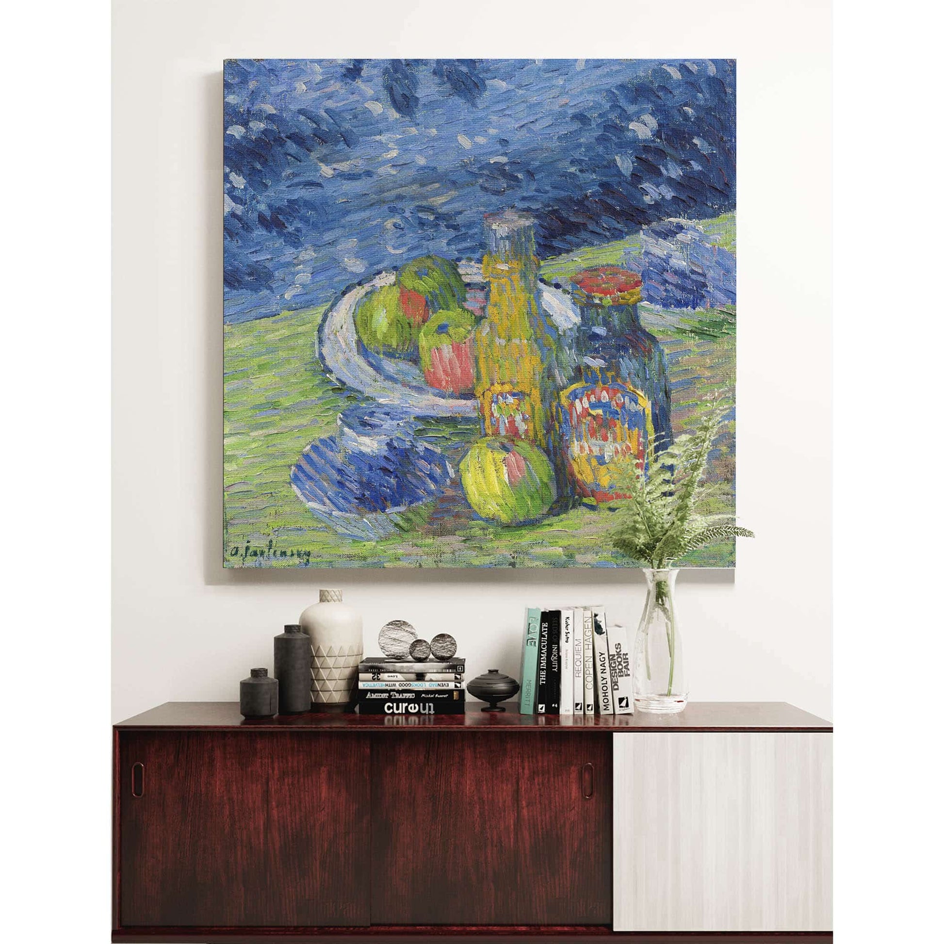 Still Life With Bottles And Fruit by Alexej Von Jawlensky