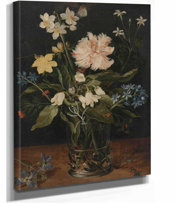 Still Life With Flowers In A Glass C by Jan Brueghel The Younger