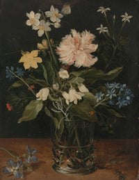 Still Life With Flowers In A Glass C by Jan Brueghel The Younger
