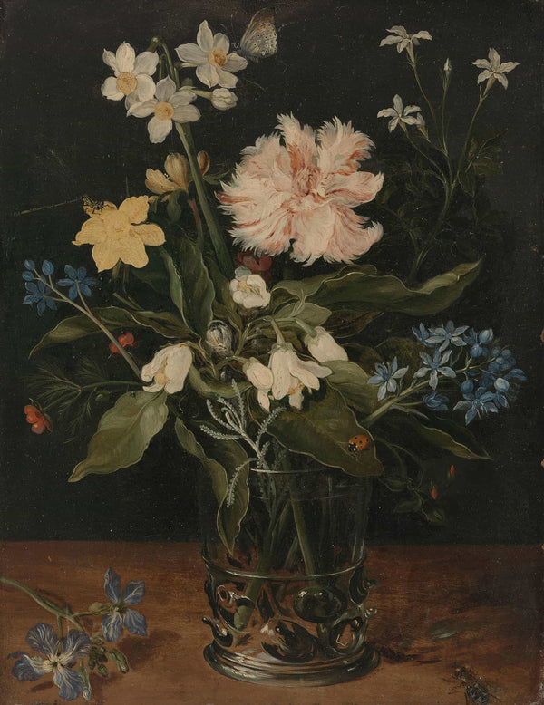 Still Life With Flowers In A Glass C by Jan Brueghel The Younger