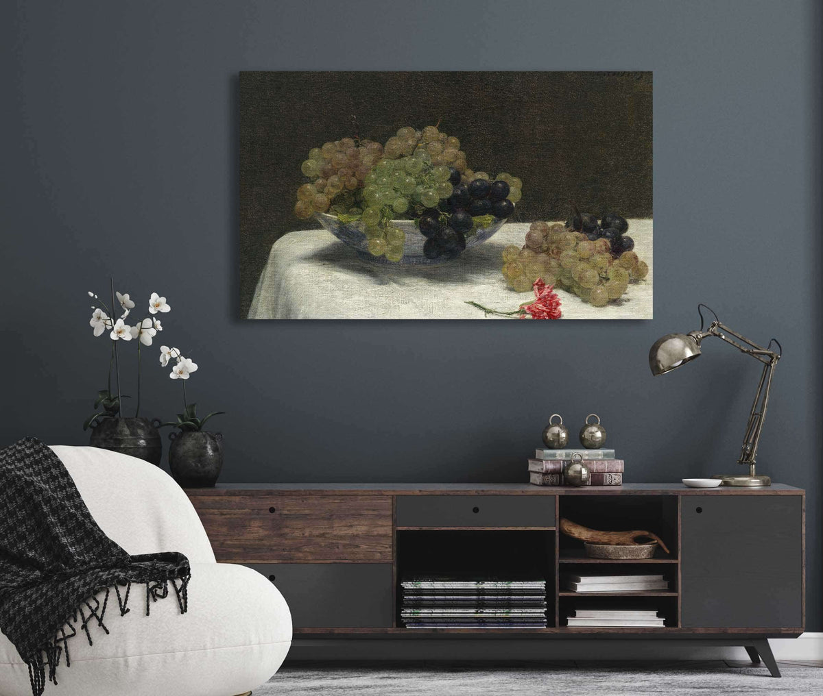 Still Life With Grapes And A Carnation by Henri Fantin Latour