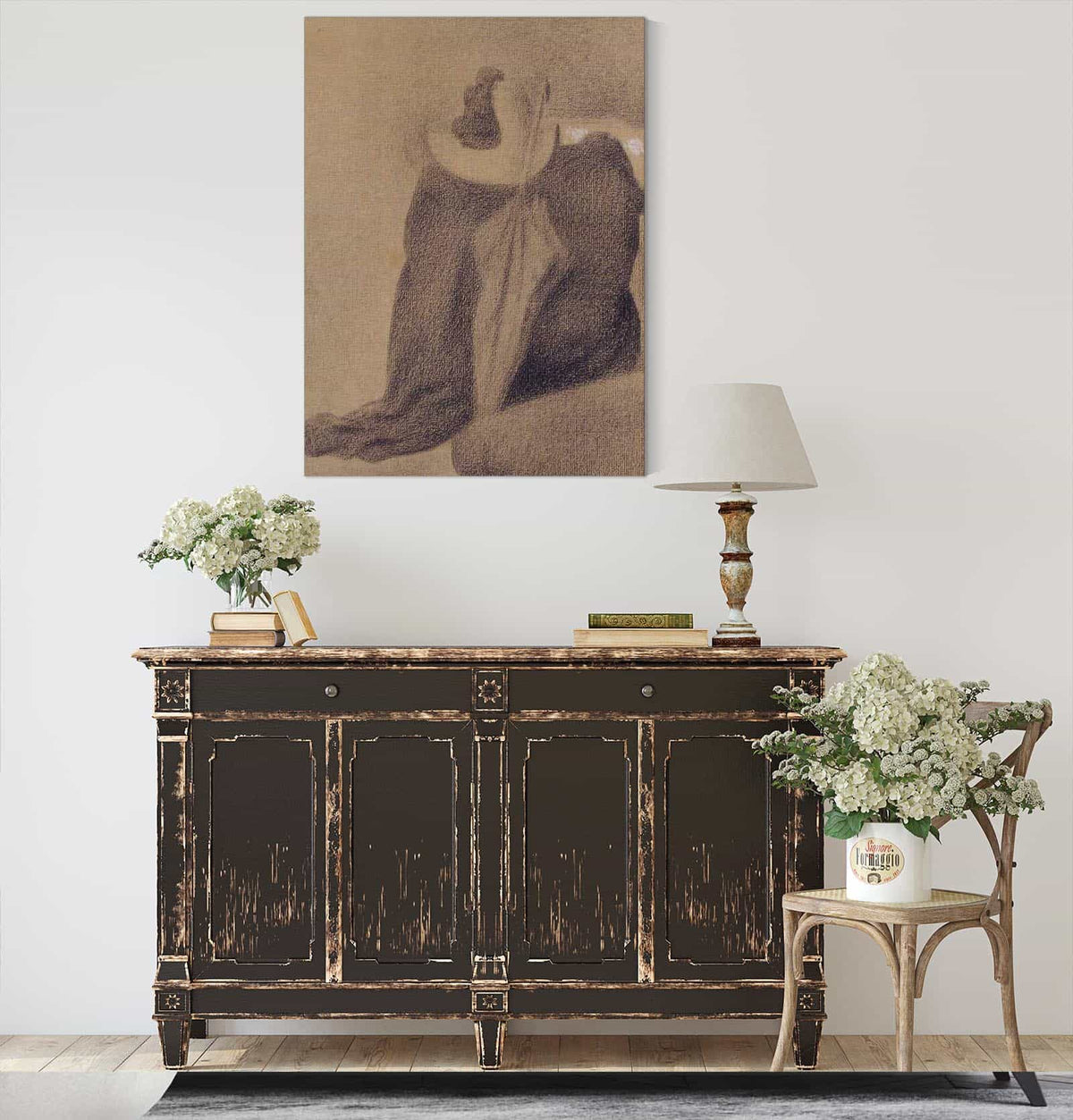 Still Life With Hat Parasol And Clothes On A Chair by Georges Seurat