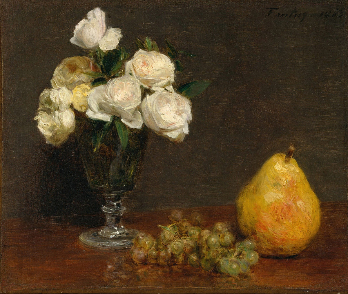 Still Life With Roses And Fruit by Henri Fantin Latour