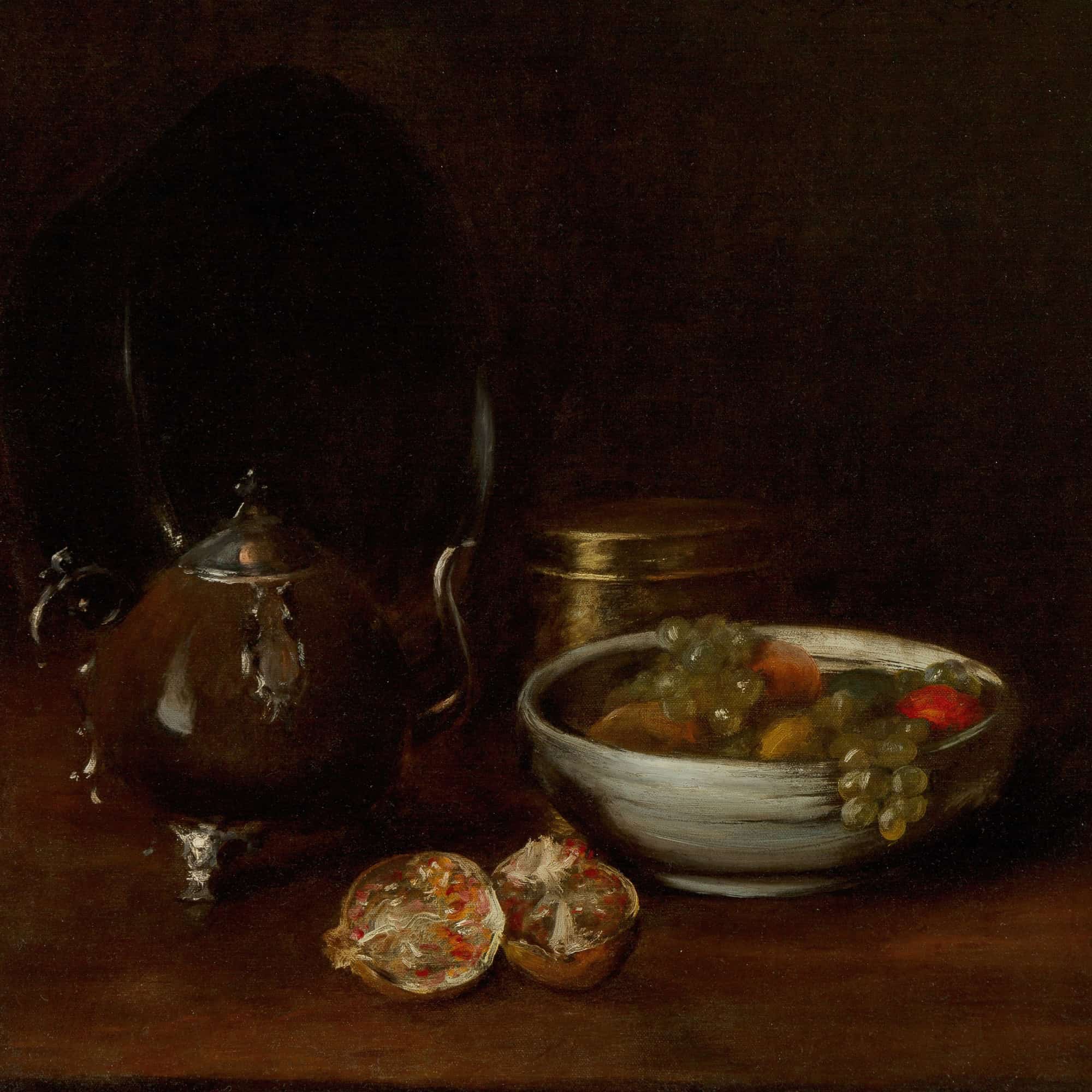 Still Life With Tea Kettle And Fruit by William Merritt Chase