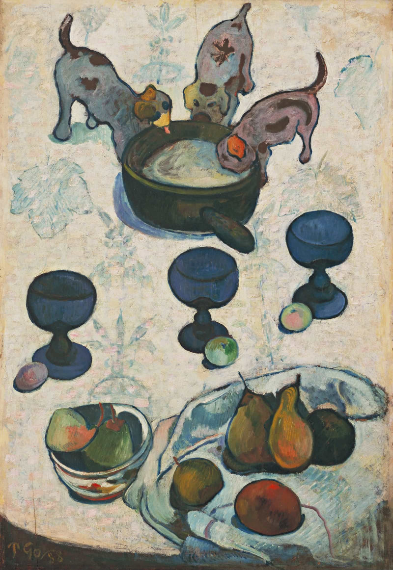 Still Life With Three Puppies by Paul Gauguin