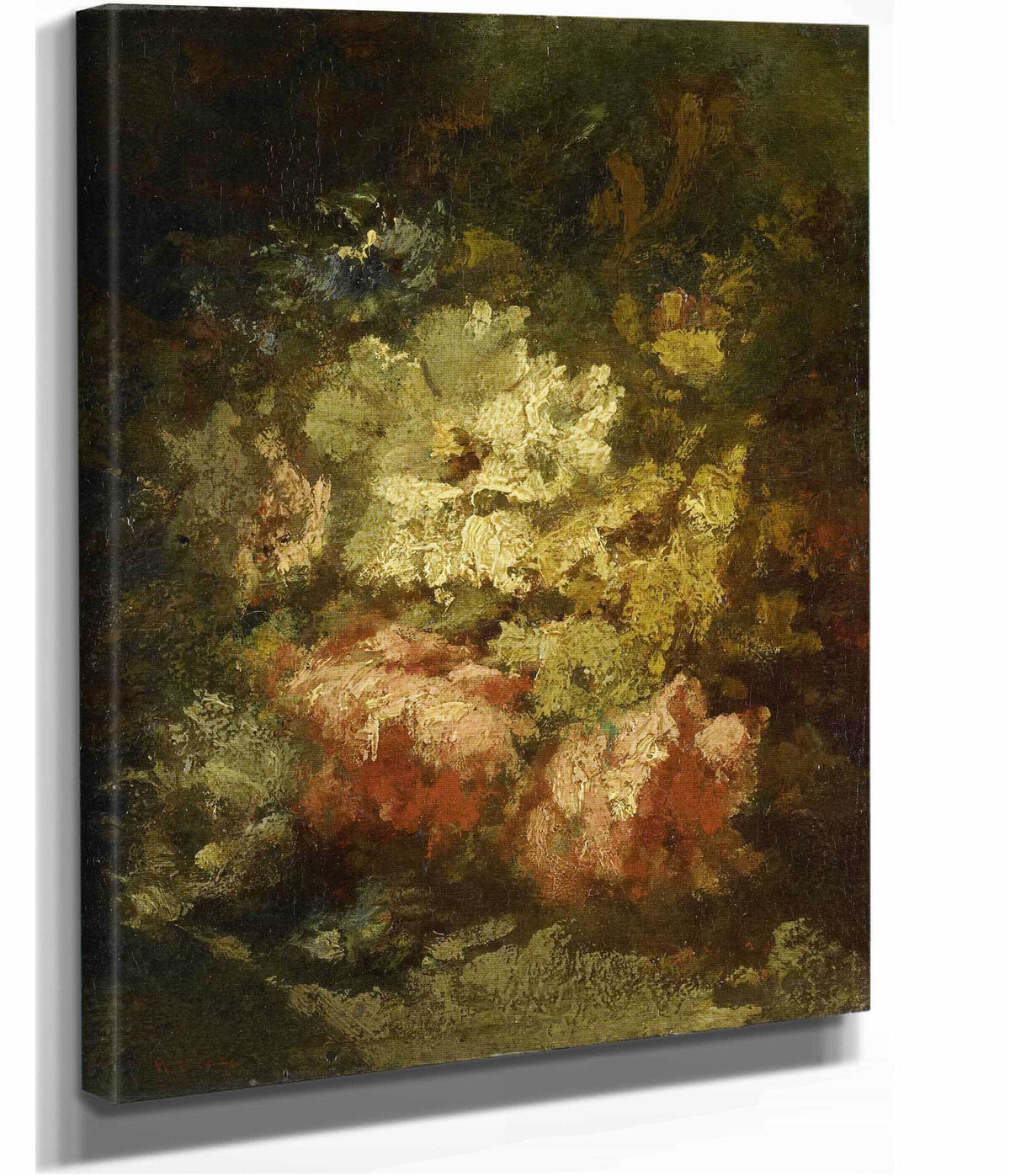 Still Life With White And Red Roses  by Narcisse Virgile Diaz De La Pena