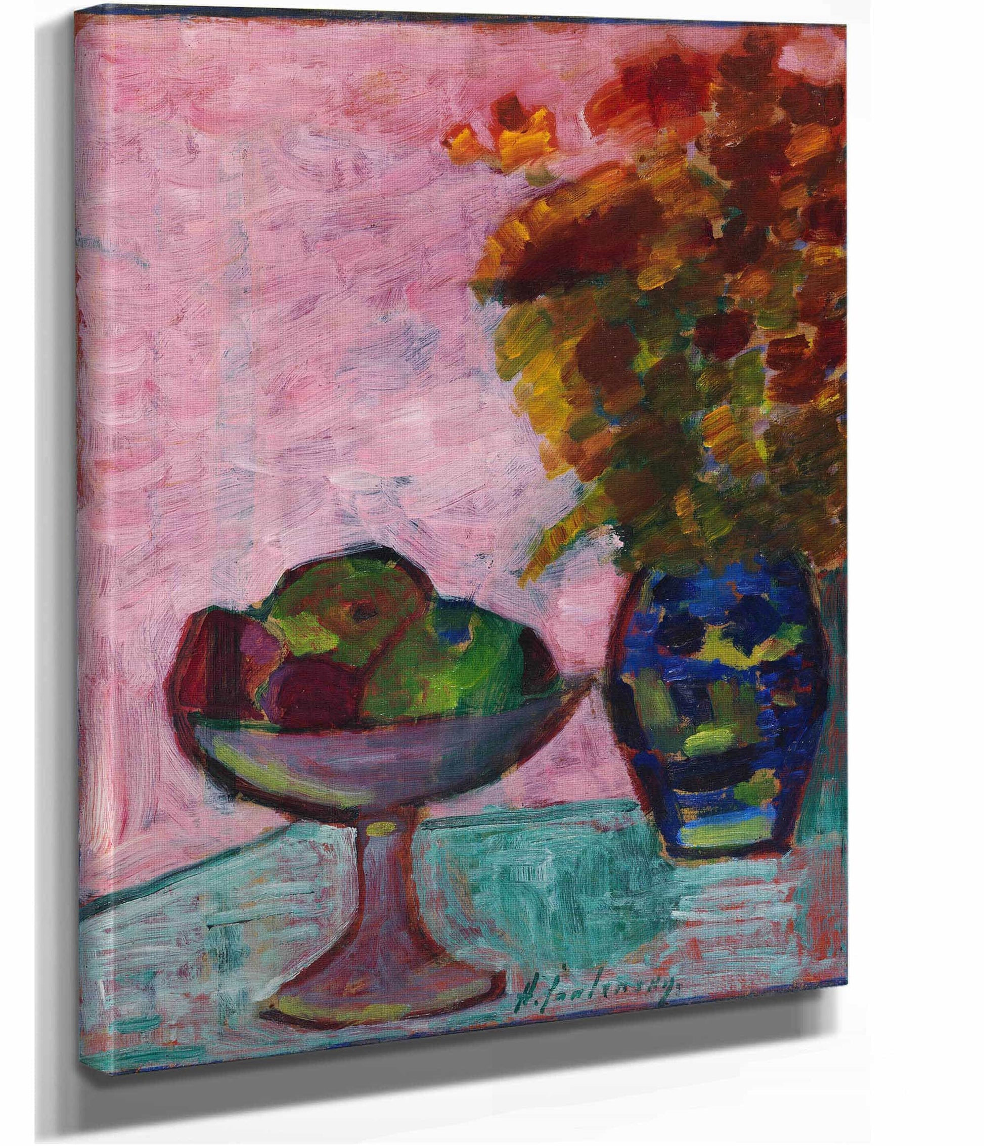 Stillleben Mit Fruchtschale Und Blumenvase by Alexej Von Jawlensky