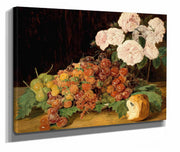 Stillleben Mit Rosen Erdbeeren Und Brot by Ferdinand Georg Waldmuller