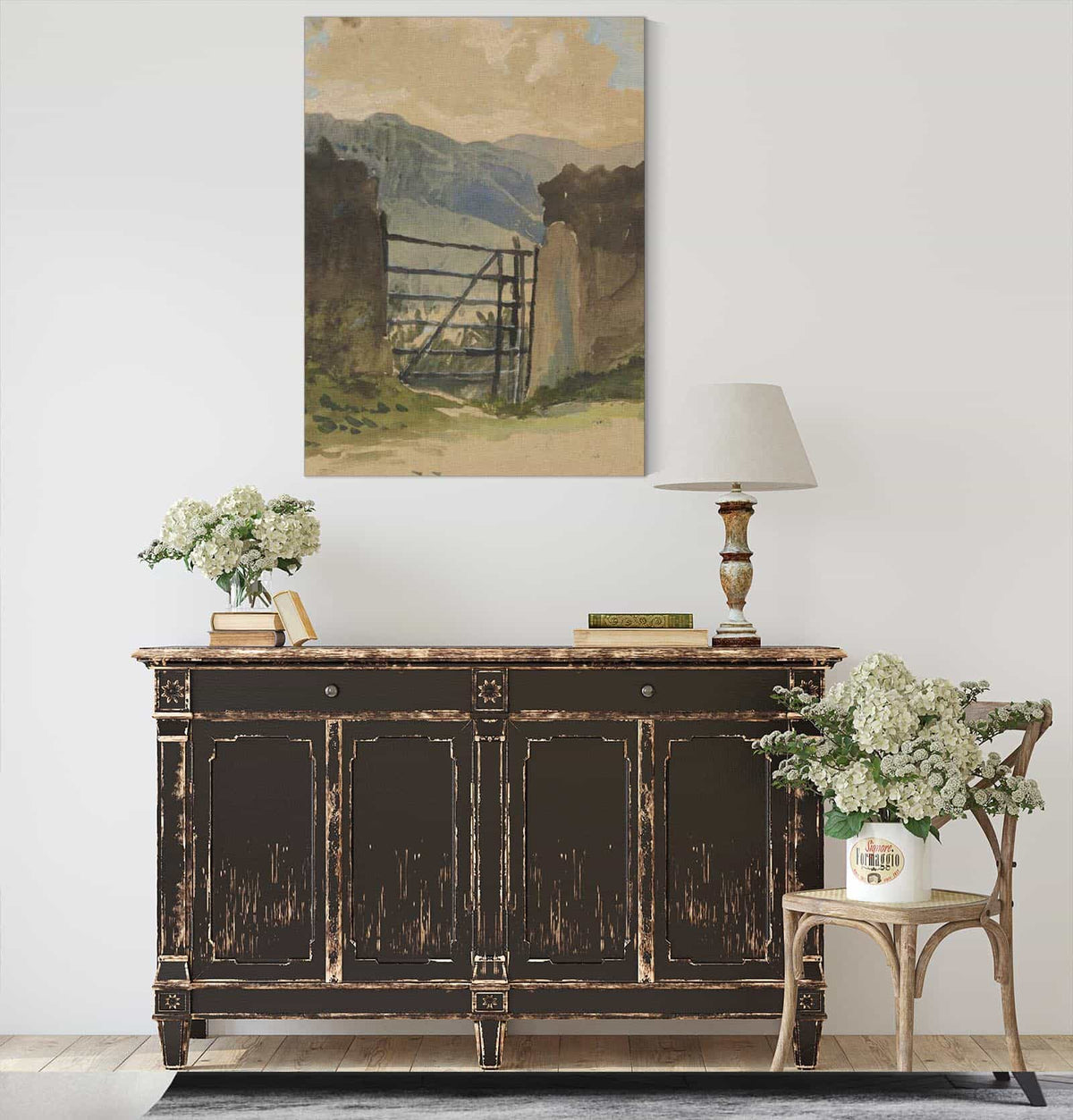 Stone Wall And Gate Sketch by Edwin Austin Abbey