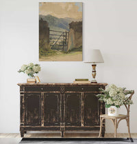 Stone Wall And Gate Sketch by Edwin Austin Abbey