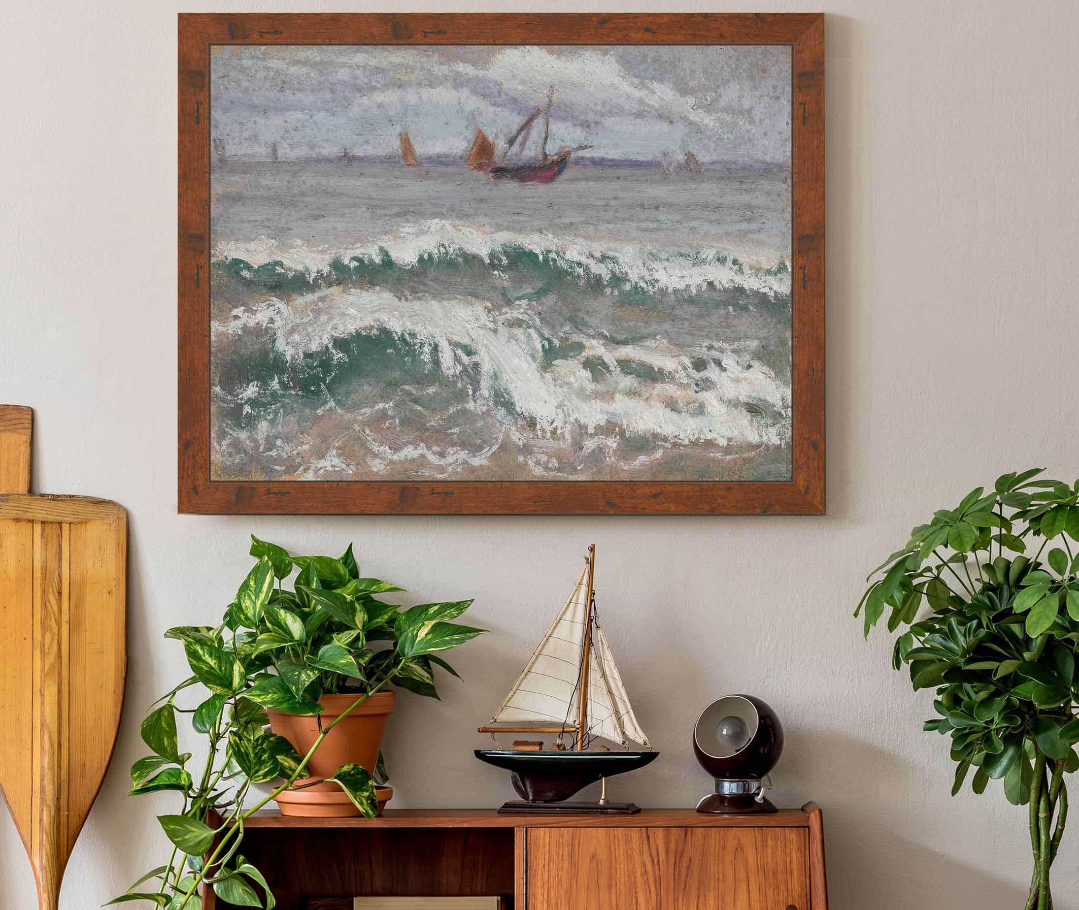 Stormy Sea With Boats by Tadeusz Makowski