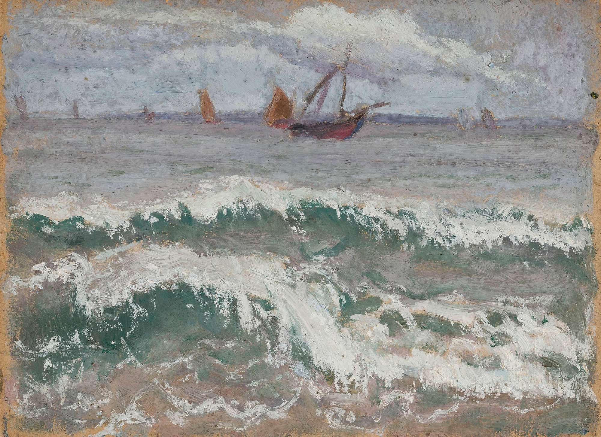 Stormy Sea With Boats by Tadeusz Makowski