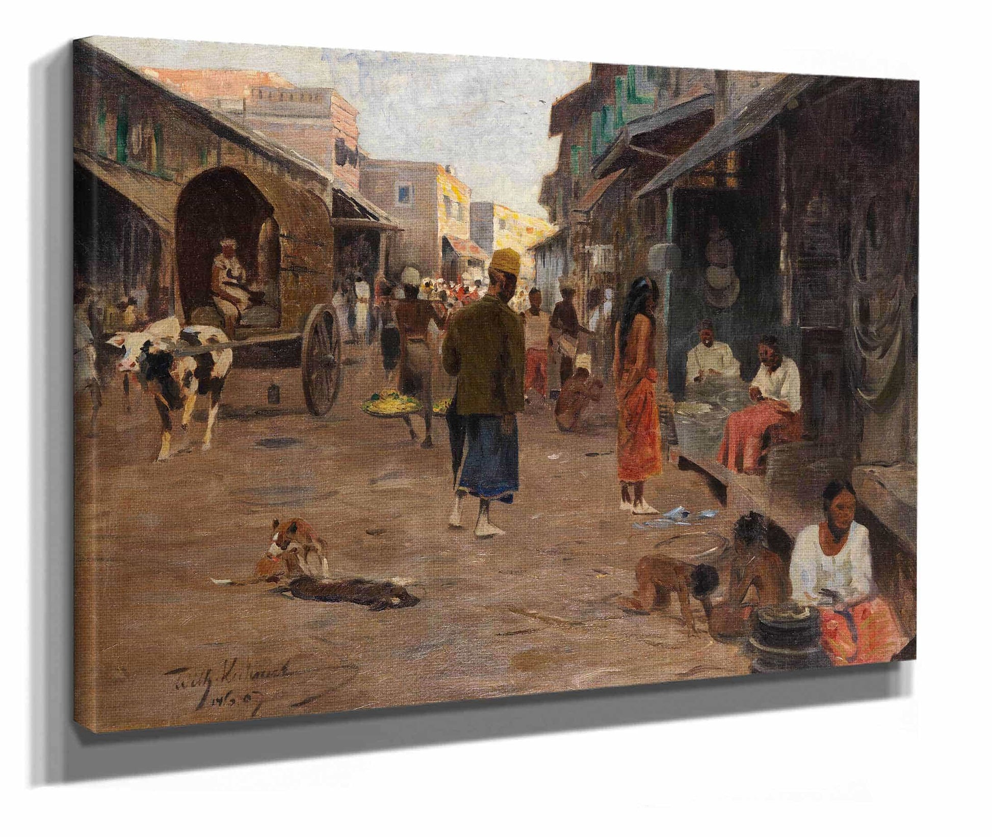 Strabenszene Auf Ceylon Sri Lanka by Wilhelm Kuhnert