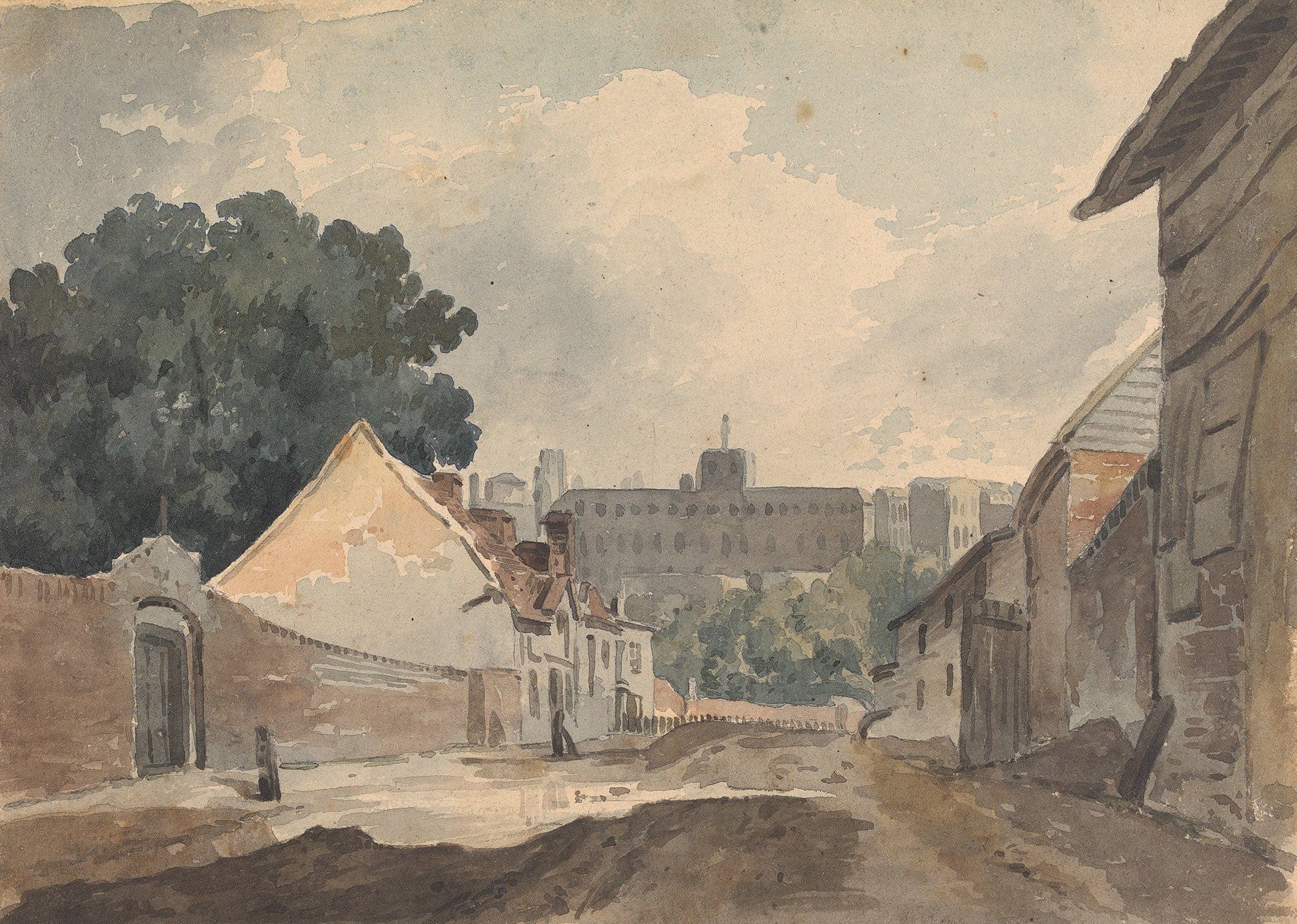 Street Scene Lined With Buildings by Thomas Sully