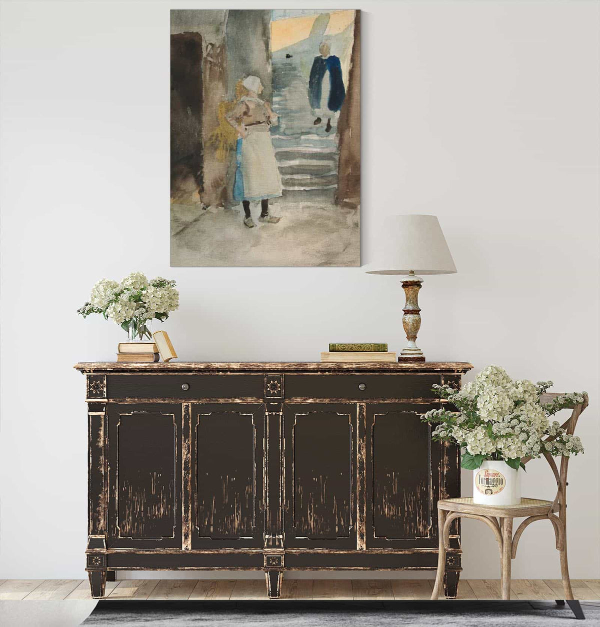 Street Scene With Two Fishwives by Edwin Austin Abbey