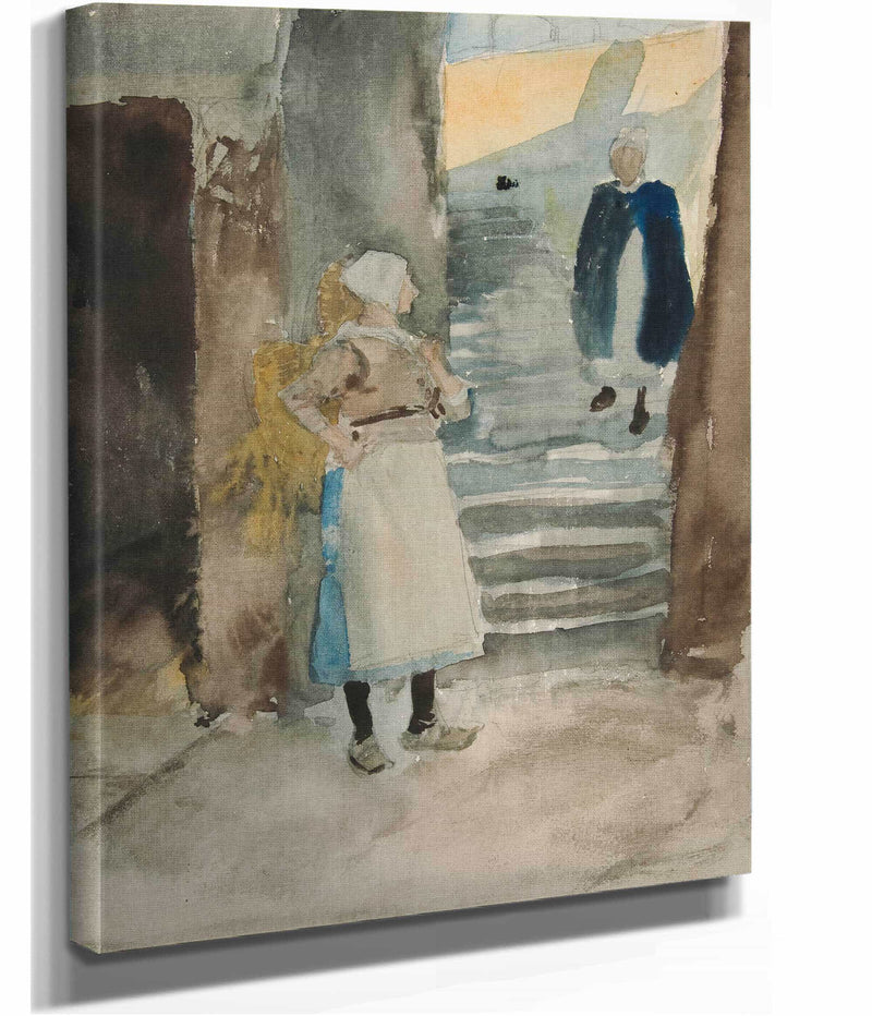 Street Scene With Two Fishwives by Edwin Austin Abbey