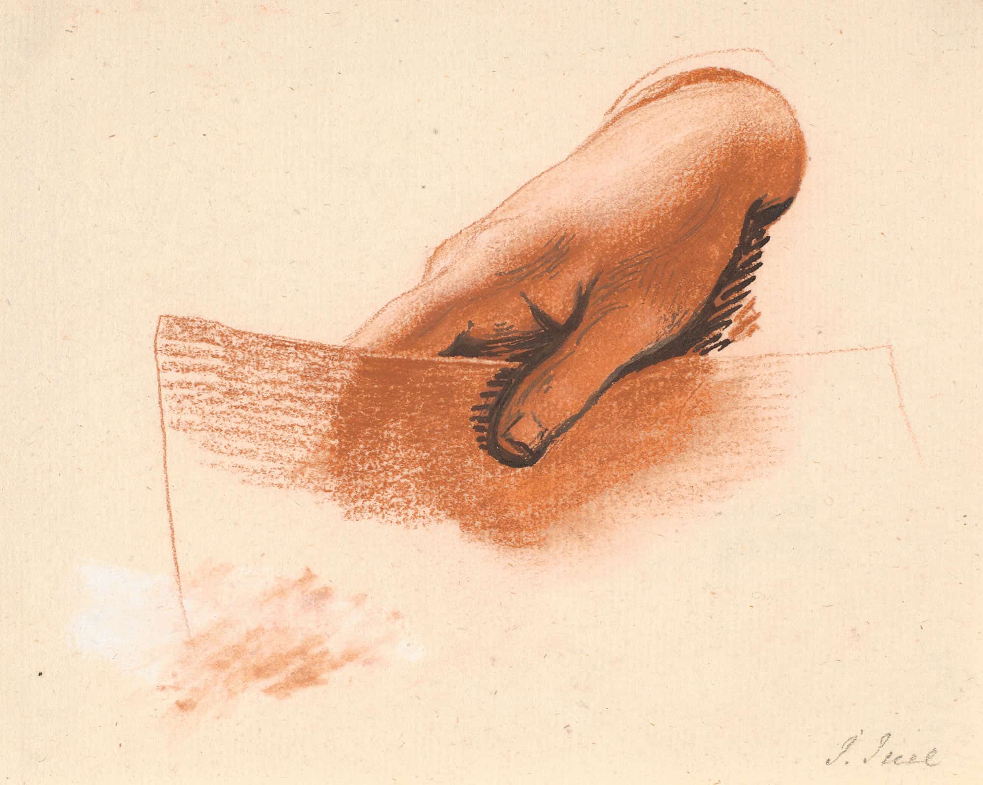 Studie Af En Mands Hojre Hand Holdende Et Stykke Papir Studie Til Det Ankerske Familiebillede by Jens Juel