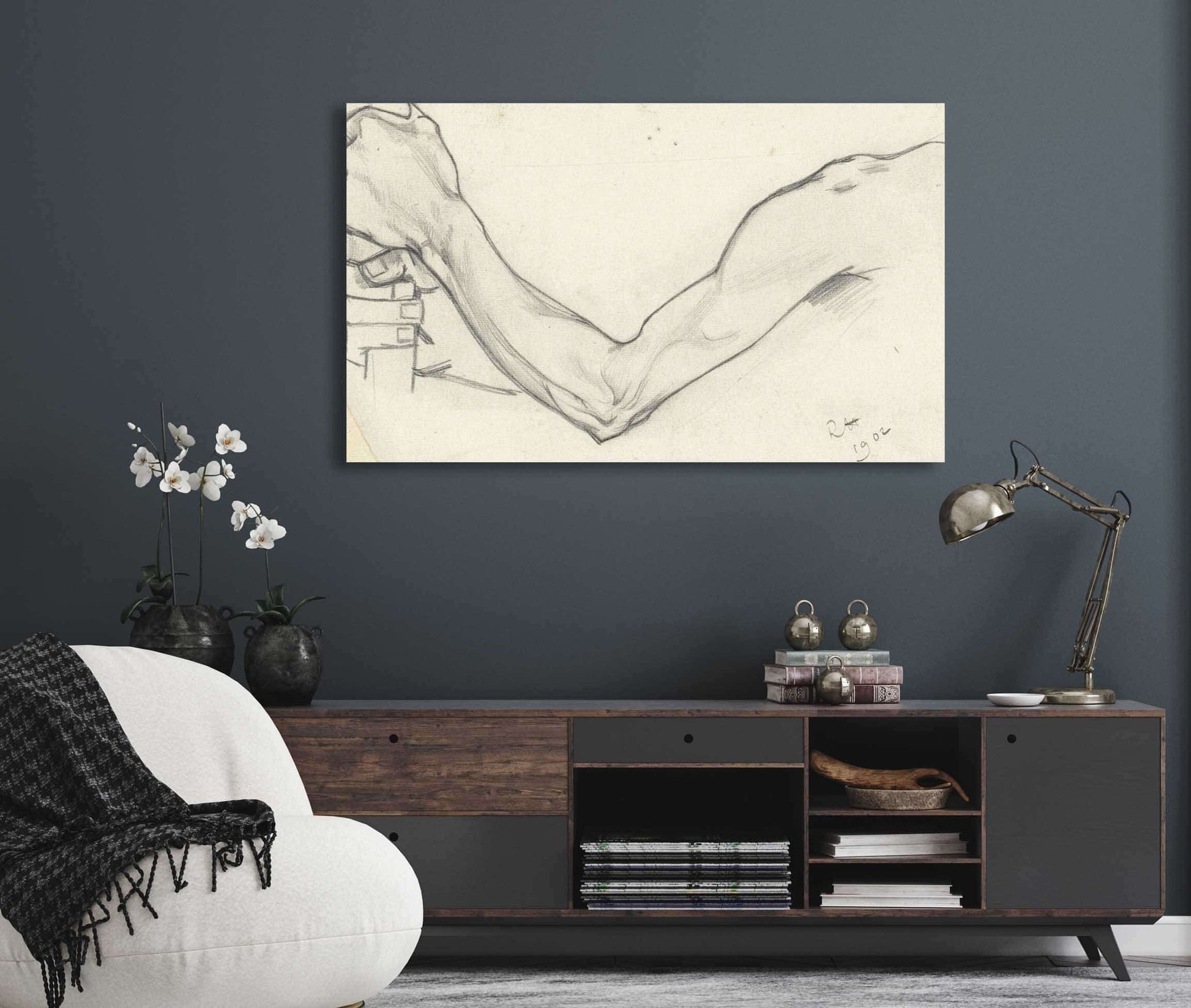 Studie Van Een Linkerarm Die Een Stok Vasthoudt by Richard Nicolaus Roland Holst