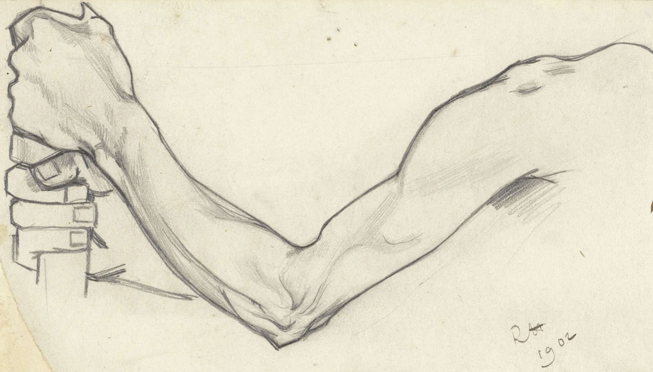 Studie Van Een Linkerarm Die Een Stok Vasthoudt by Richard Nicolaus Roland Holst