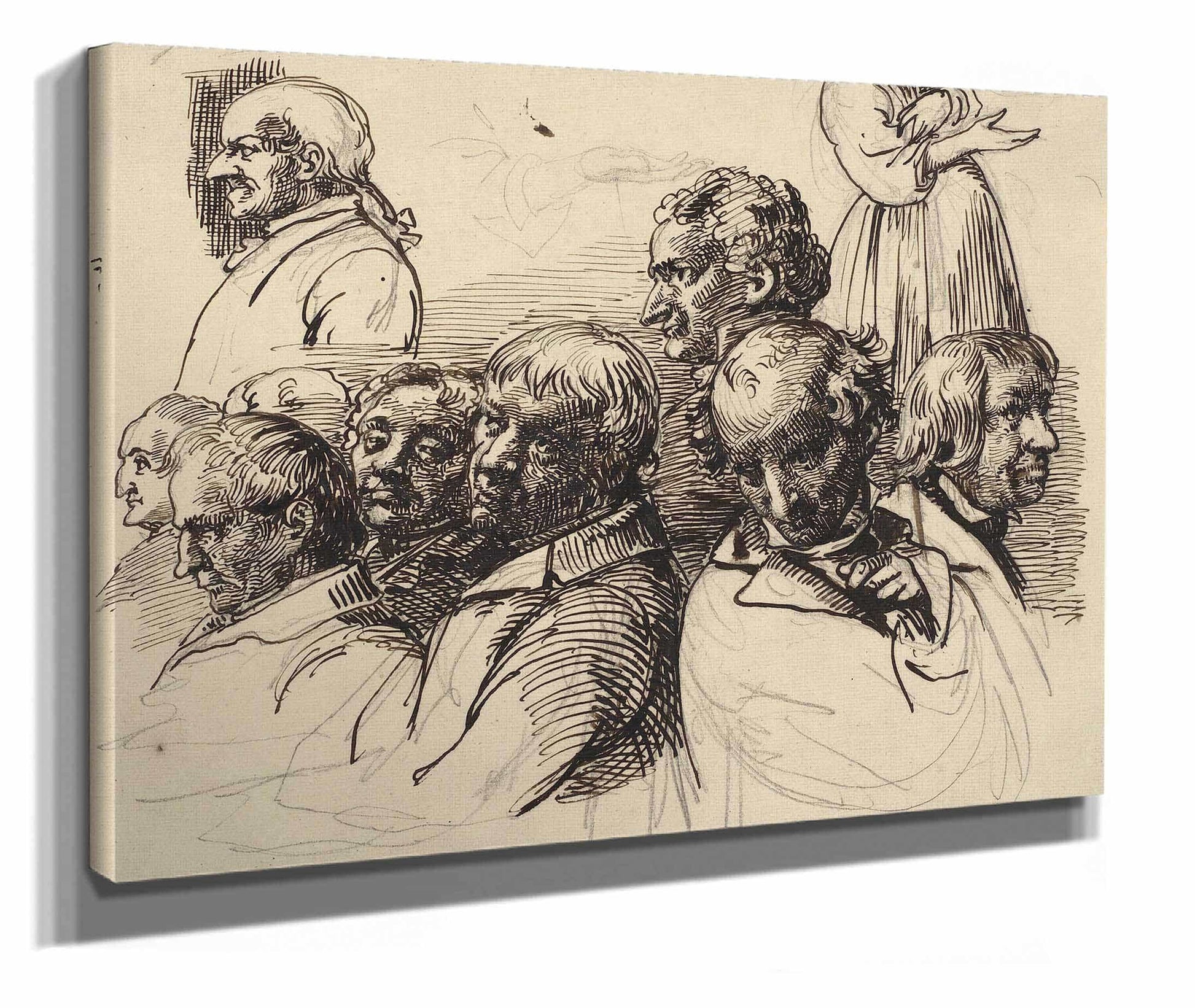 Studieblad Med Otte Mandshoveder Og En Kvinde Uden Hoved by Wilhelm Marstrand