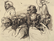 Studieblad Med Otte Mandshoveder Og En Kvinde Uden Hoved by Wilhelm Marstrand