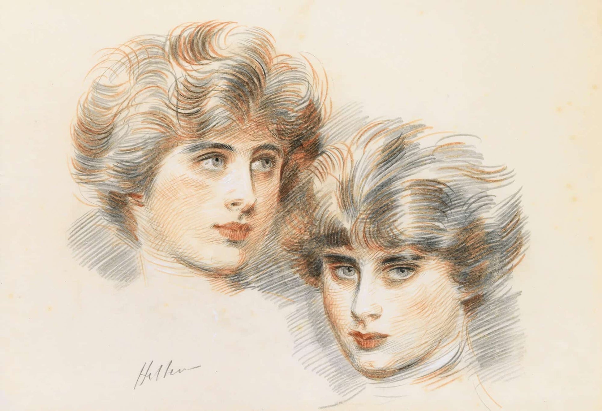 Studies For Ellens Face by Paul Cesar Helleu