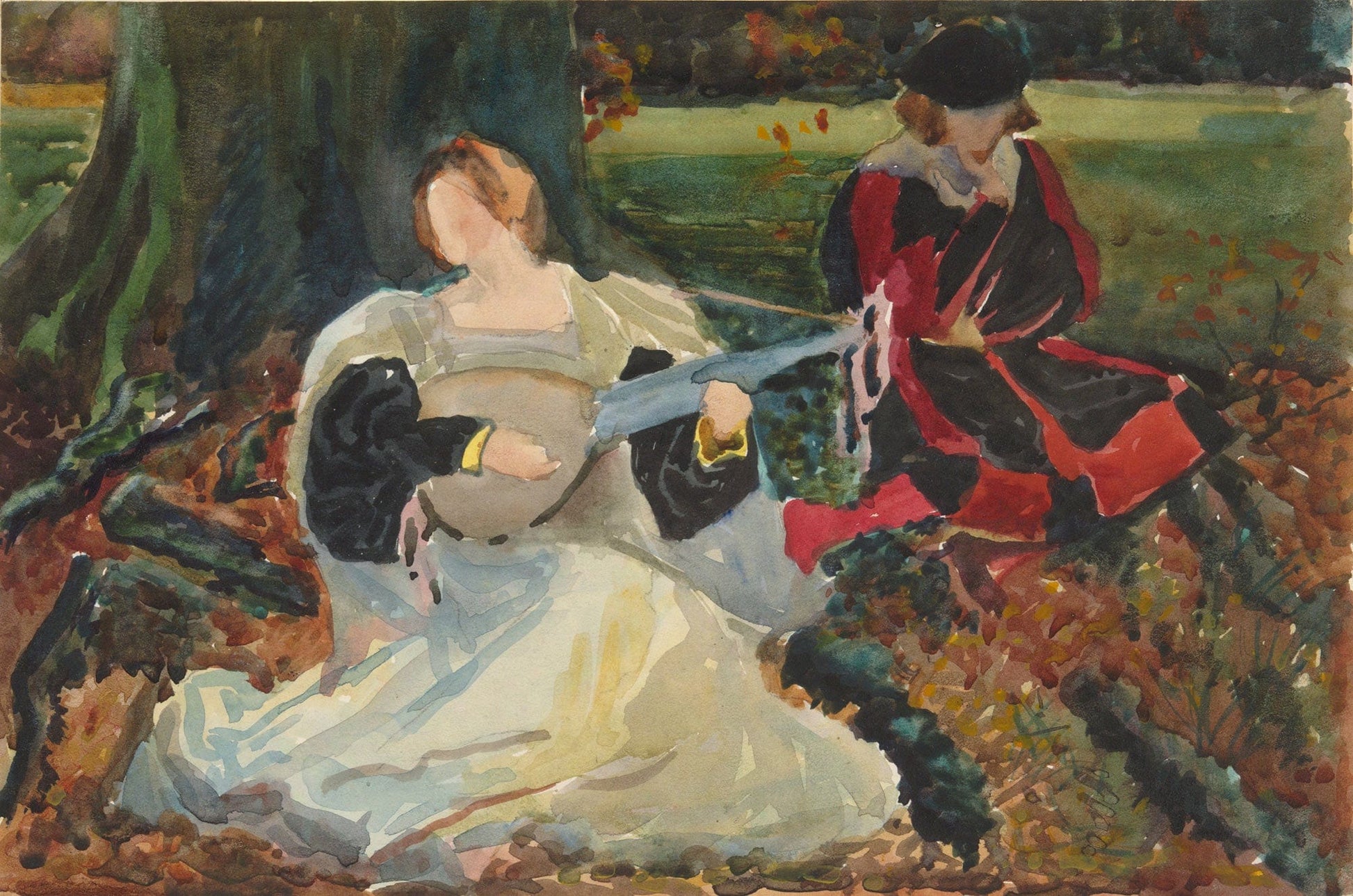 Studies For Fair Is My Love Painting In The Municipal Art Gallery Preston England by Edwin Austin Abbey