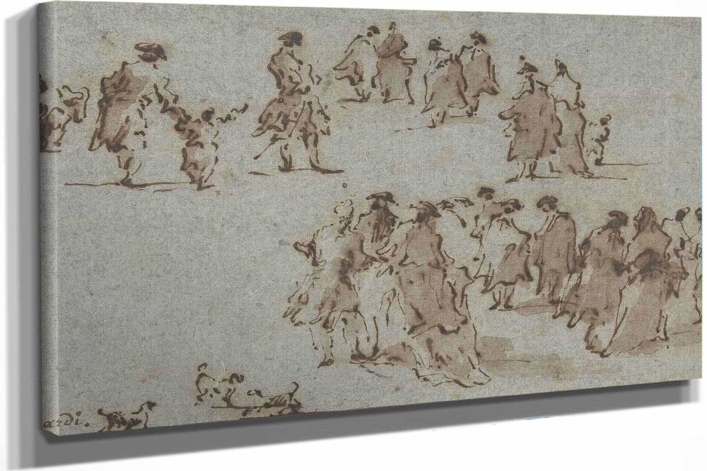 Studies For Groups Of Walking Dressed Figures   by Francesco Guardi
