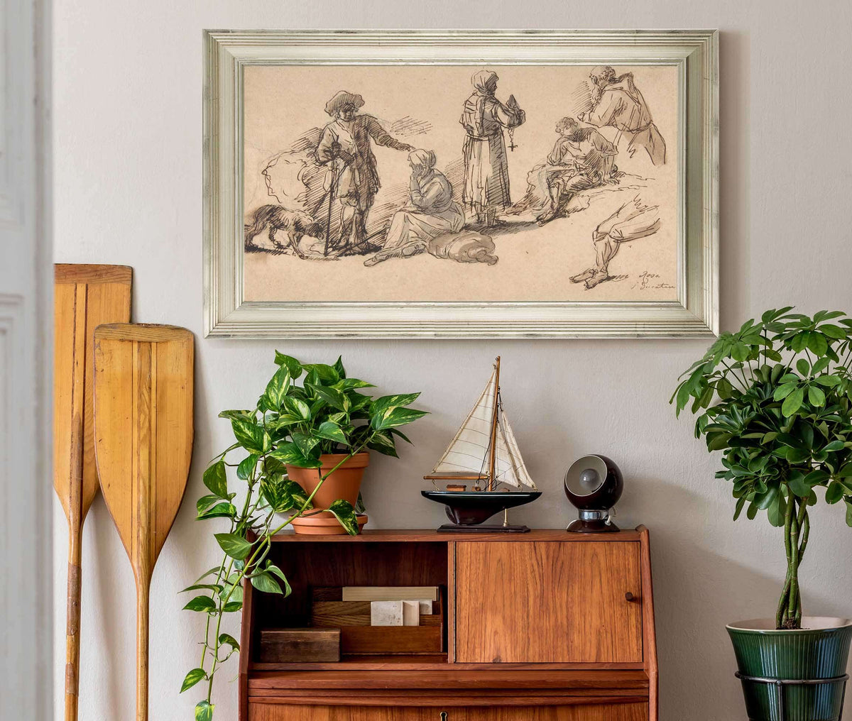 Studies For Standing And Seated Figures   by Salvator Rosa