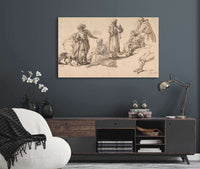 Studies For Standing And Seated Figures   by Salvator Rosa