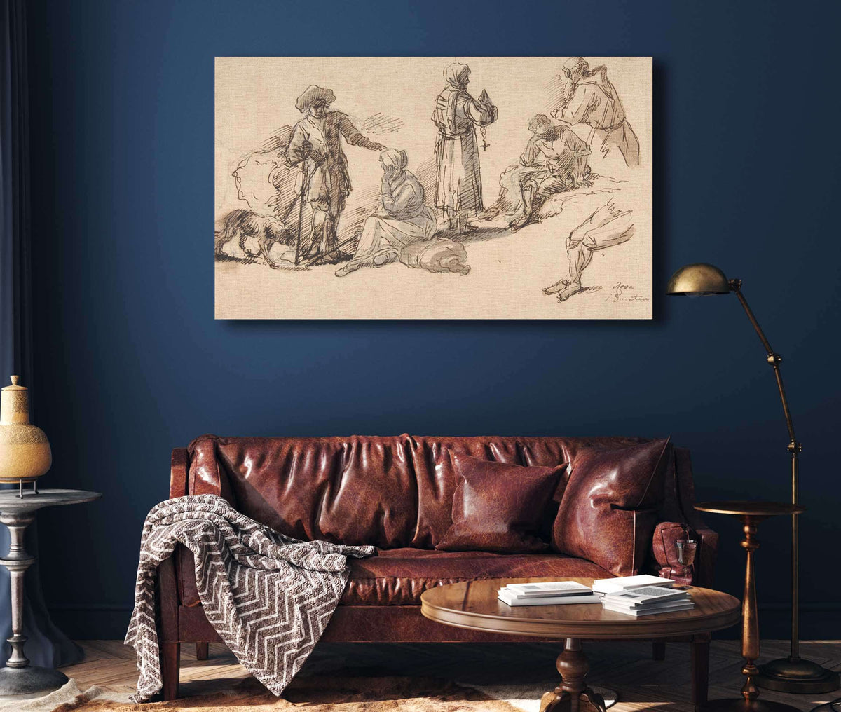 Studies For Standing And Seated Figures   by Salvator Rosa