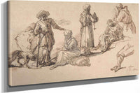 Studies For Standing And Seated Figures   by Salvator Rosa