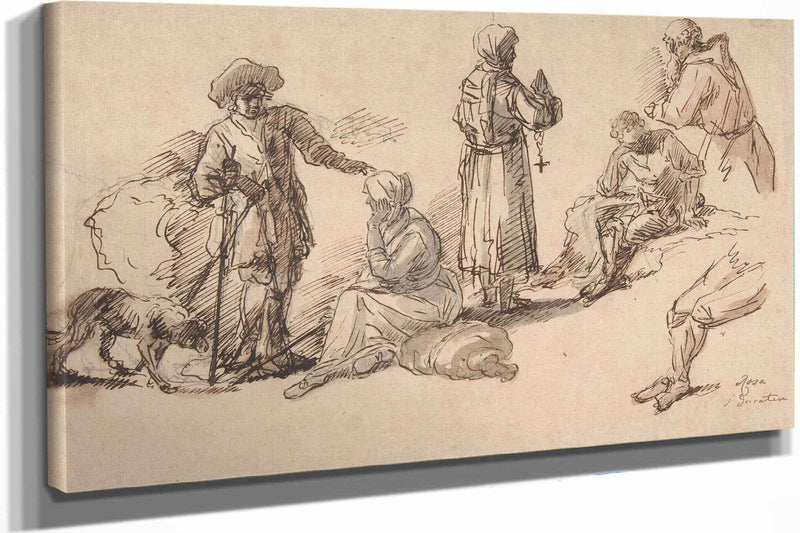 Studies For Standing And Seated Figures   by Salvator Rosa