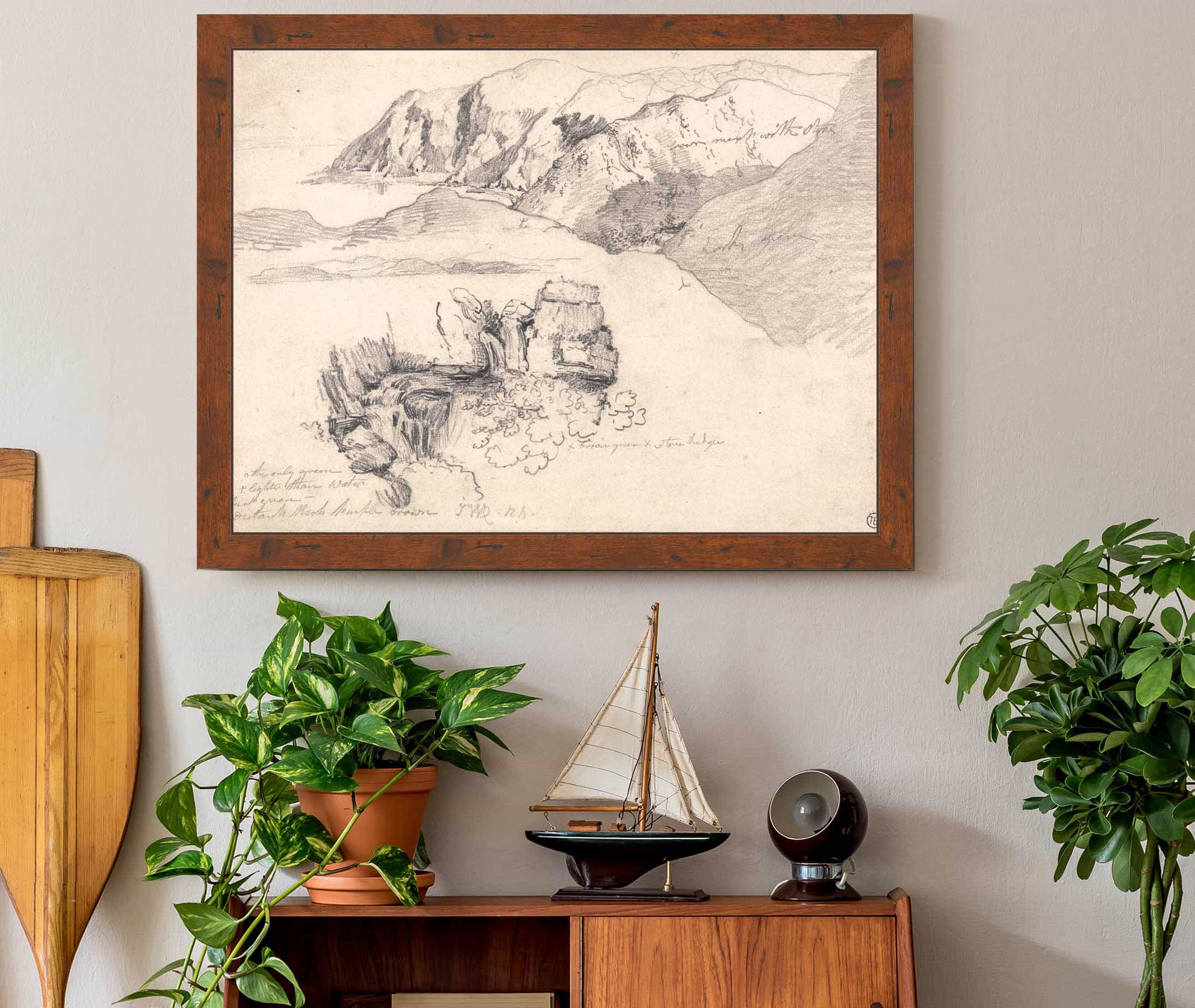 Studies Of A Hilly Coast And A Rocky Waterfall by James Ward