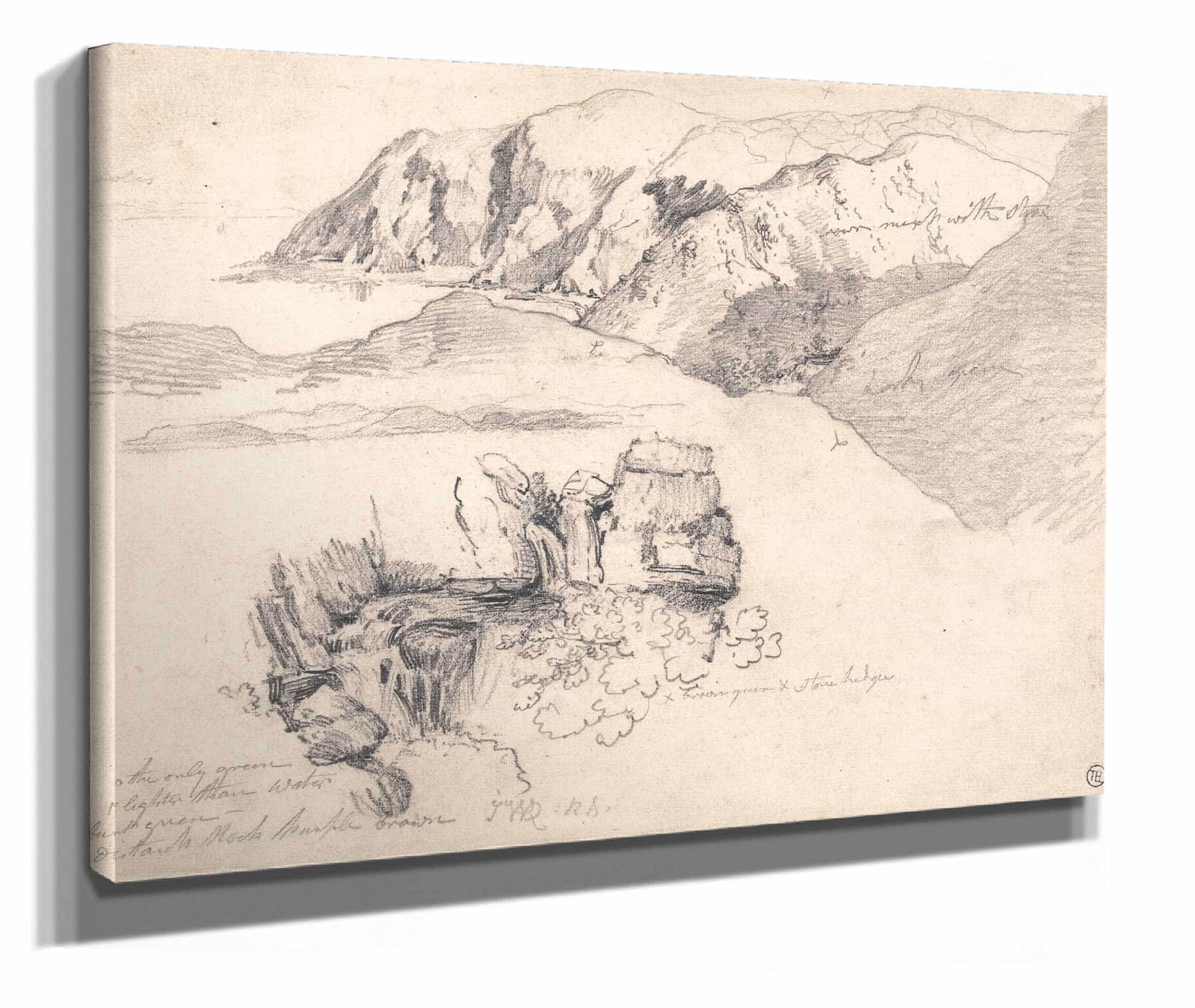 Studies Of A Hilly Coast And A Rocky Waterfall by James Ward