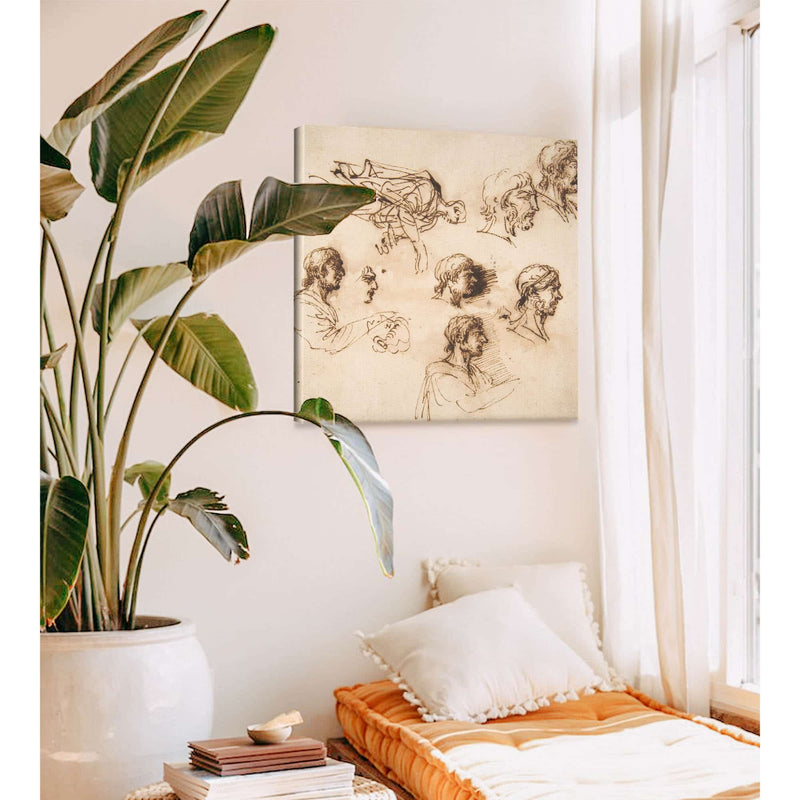 Studies Of A Mans Head In Profile And Of A Standing Male Figure by Salvator Rosa