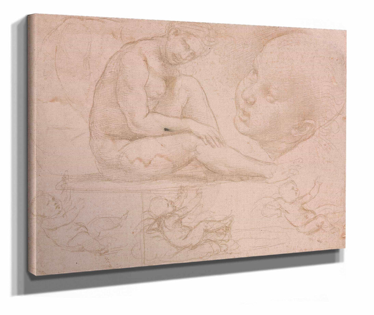 Studies Of A Seated Female Childs Head And Three Studies Of A Baby  by Raphael