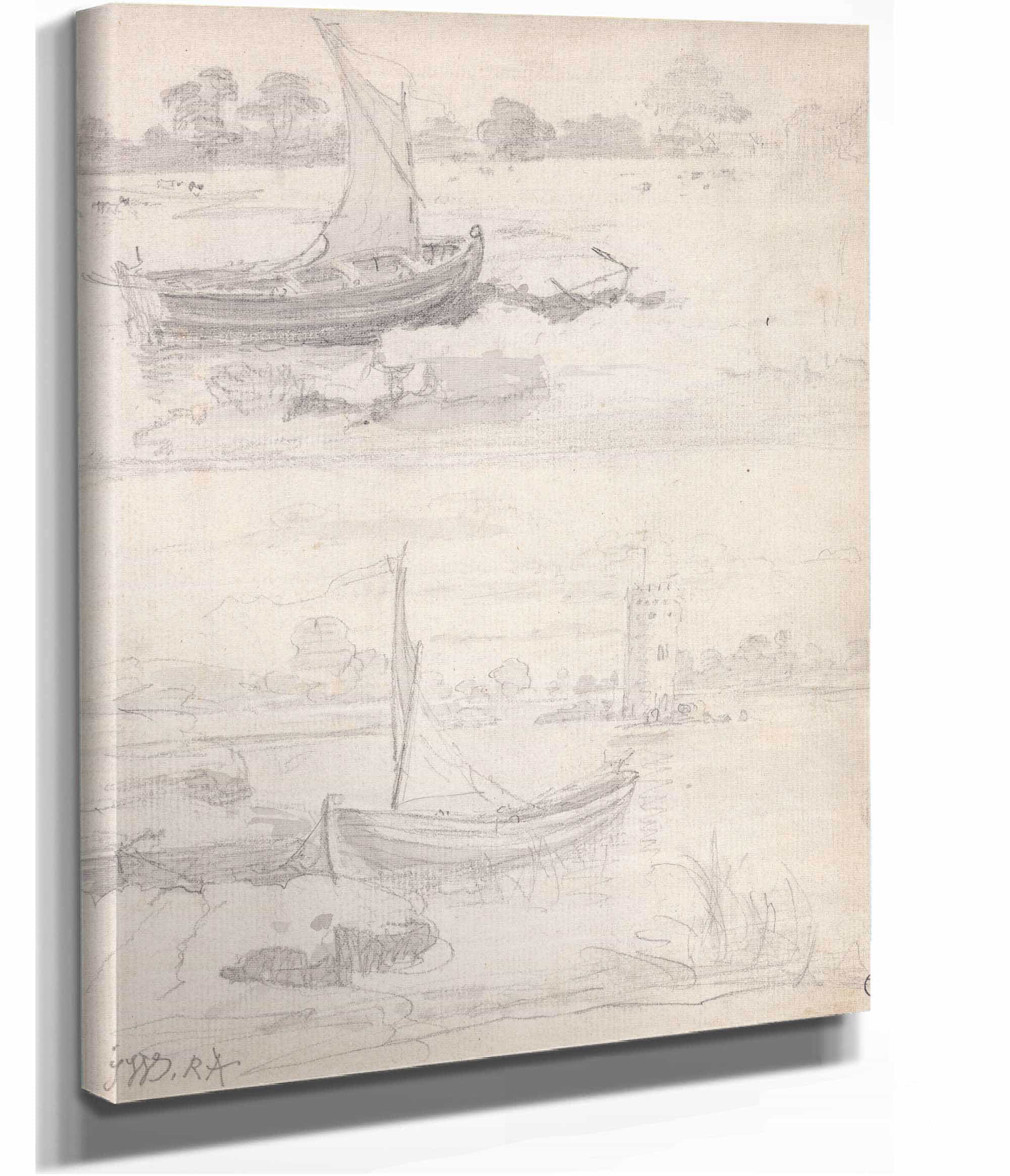 Studies Of Boats On A Riverside by James Ward