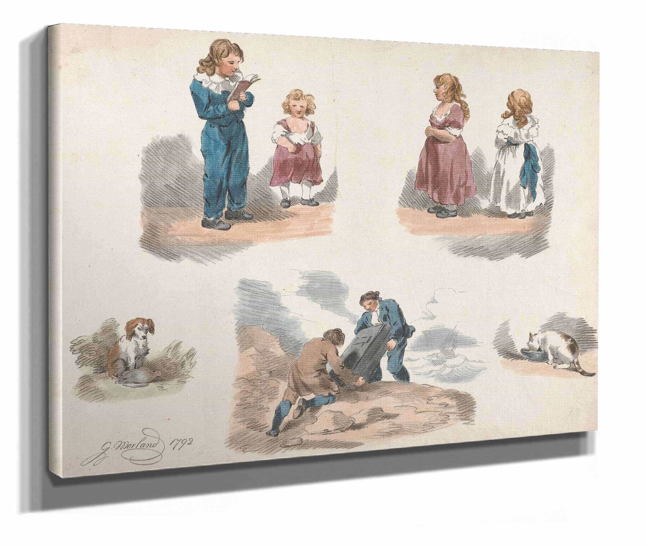 Studies Of Children A Dog A Cat Etc by George Morland