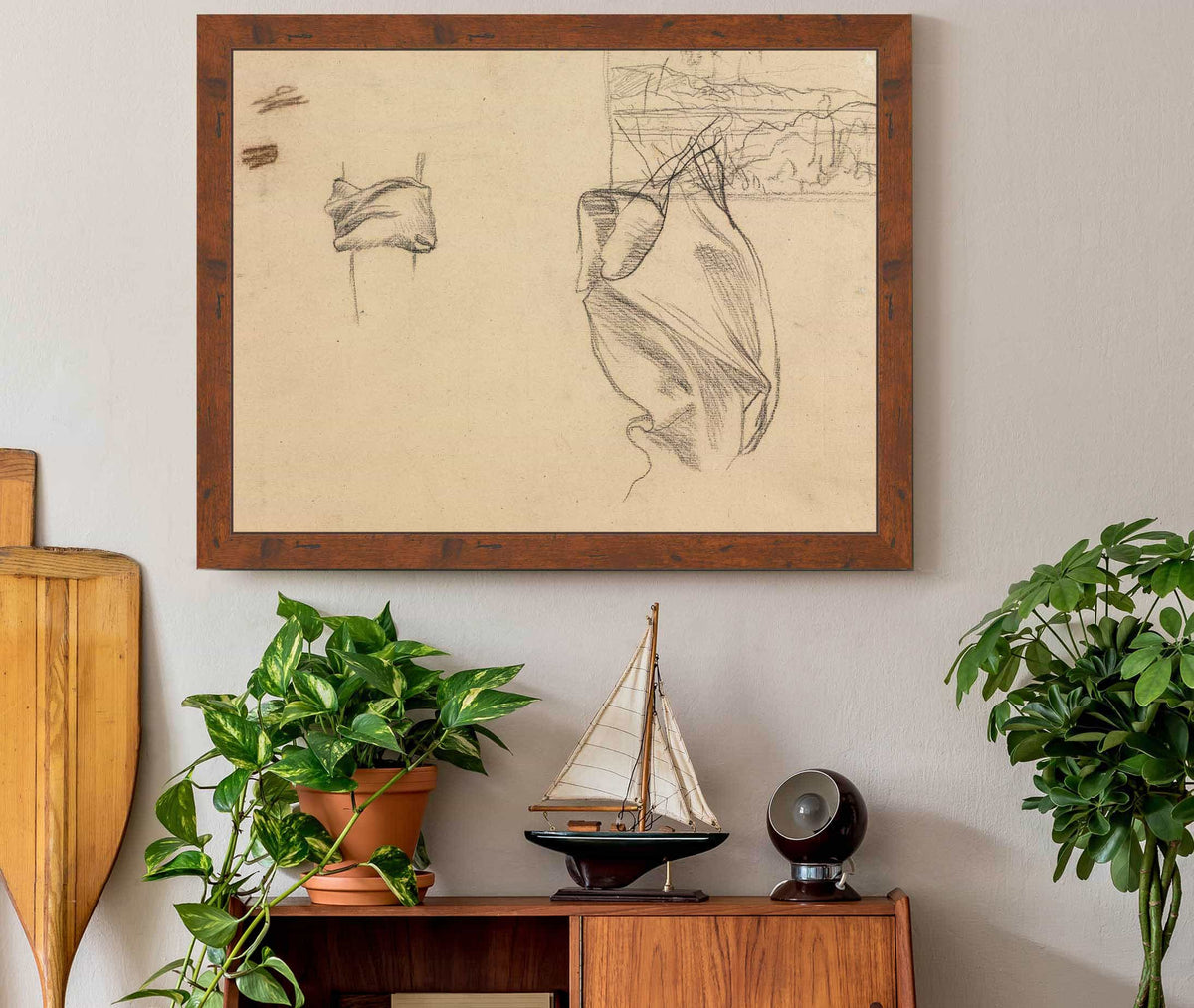 Studies Of Drapery And Study Of A Landscape Verso S by Pierre Puvis De Chavannes