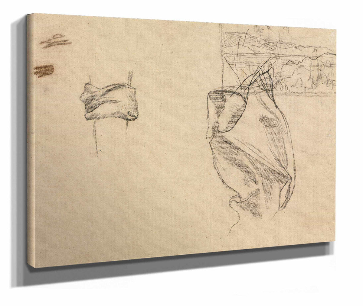 Studies Of Drapery And Study Of A Landscape Verso S by Pierre Puvis De Chavannes
