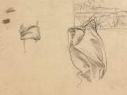 Studies Of Drapery And Study Of A Landscape Verso S by Pierre Puvis De Chavannes
