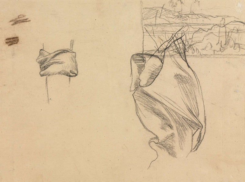 Studies Of Drapery And Study Of A Landscape Verso S by Pierre Puvis De Chavannes