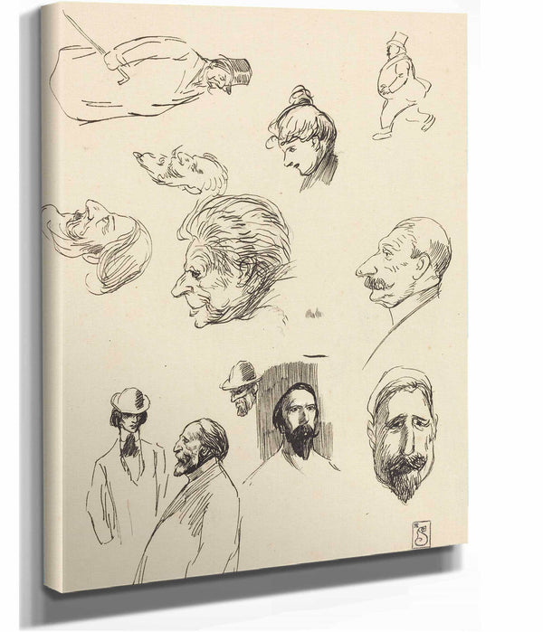 Studies Of Figures And Heads by Theophile Alexandre Steinlen