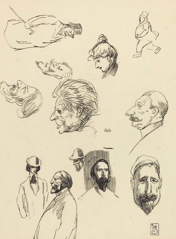 Studies Of Figures And Heads by Theophile Alexandre Steinlen