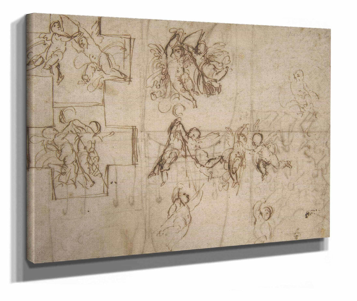 Studies Of Flying Putti by Guido Reni